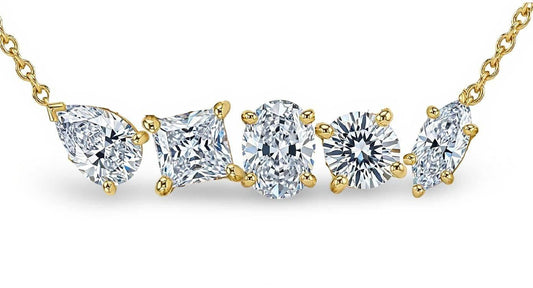 Elvi Fancy Shape Lab Diamond Solitaire Pendant Necklace - Jewelslane