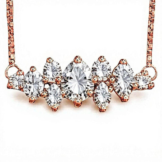 Emeli Fancy Shape Lab Diamond Solitaires Pendant Necklace - Jewelslane