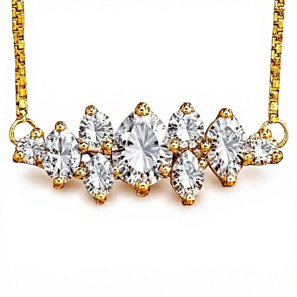 Emeli Fancy Shape Lab Diamond Solitaires Pendant Necklace - Jewelslane