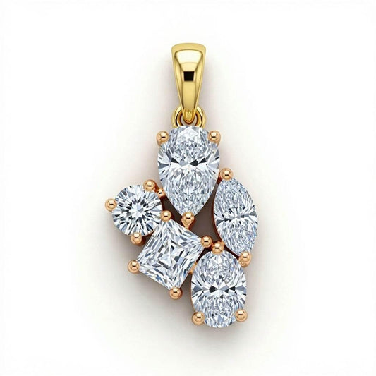 Evie Fancy Shape Lab Diamonds Solitaires Pendant IN gold - Jewelslane