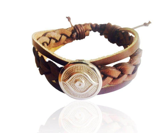 Evil Eye Leather Bracelet for Men - Jewelslane