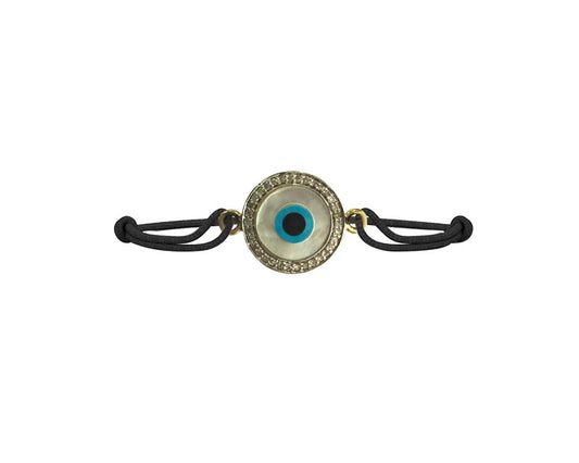 Evil eye Mother of Pearl Bracelet on adjustable thread - Jewelslane