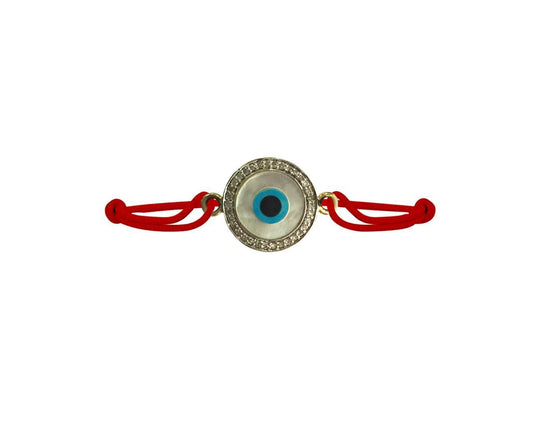 Evil eye Mother of Pearl Bracelet on adjustable thread - Jewelslane