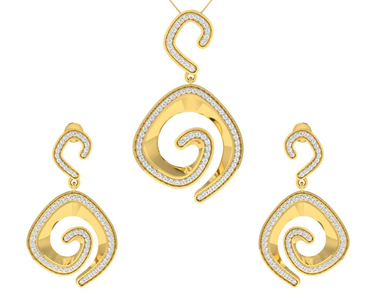 Faren Diamond Pendant Set in Gold - Jewelslane