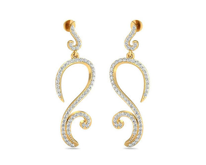 Farrah Long Diamond Earrings - Jewelslane
