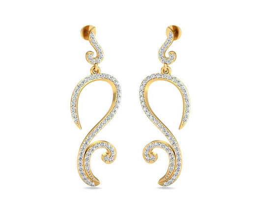 Farrah Long Diamond Earrings - Jewelslane
