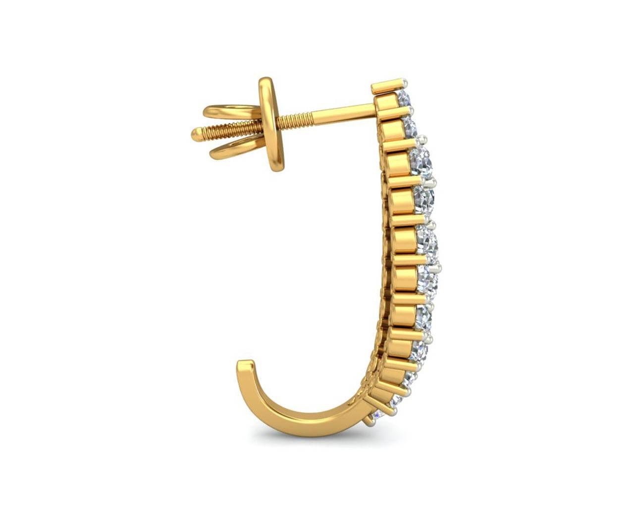 Fay Diamond Earrings Half Bali in 14k hallmarked Gold - Jewelslane