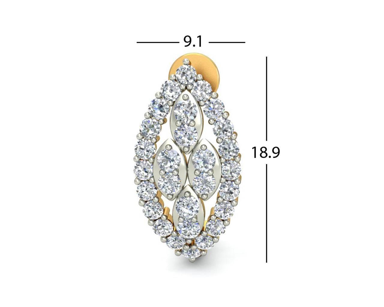 Fay Diamond Earrings Half Bali in 14k hallmarked Gold - Jewelslane
