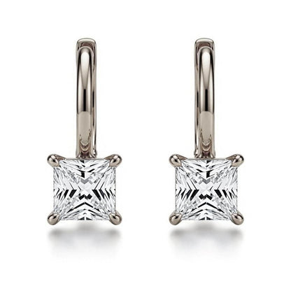 Faye Princess Cut Lab Diamond Solitaire Hoop Earrings - Jewelslane
