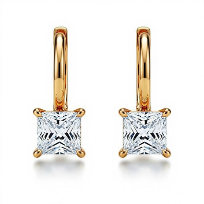 Faye Princess Cut Lab Diamond Solitaire Hoop Earrings - Jewelslane
