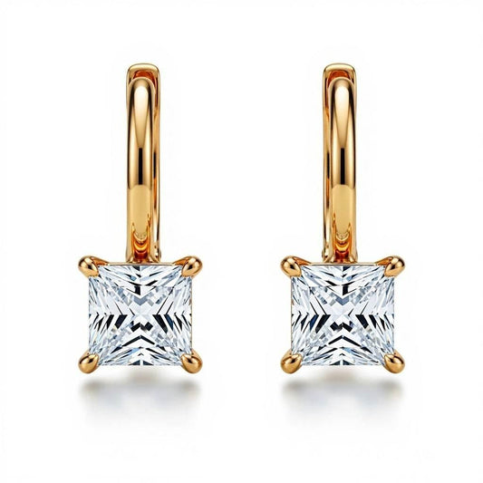 Faye Princess Cut Lab Diamond Solitaire Hoop Earrings - Jewelslane