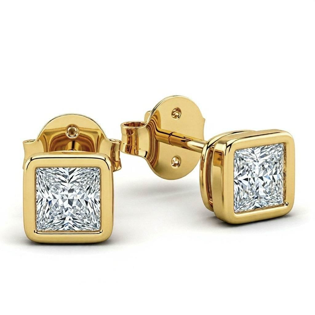 Feni Princess Cut Lab Diamond Solitaire Earrings - Jewelslane