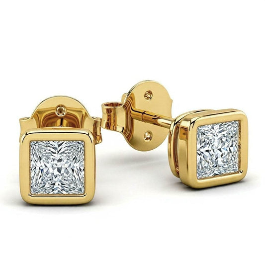 Feni Princess Cut Lab Diamond Solitaire Earrings - Jewelslane