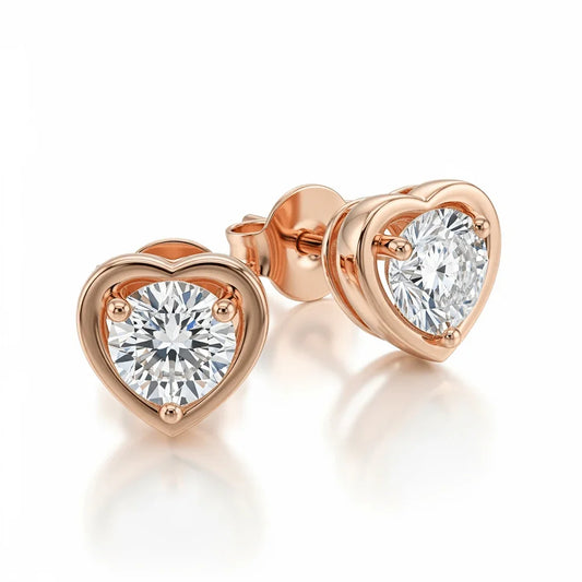 Feri Round Brilliant Diamond Earrings in Heart Shape - Jewelslane