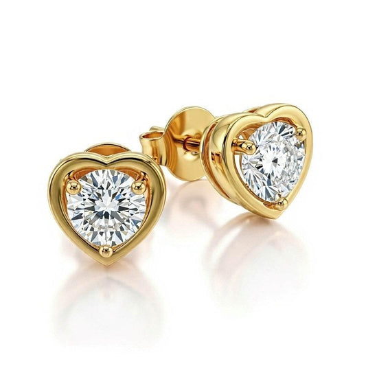 Feri Round Brilliant Diamond Earrings in Heart Shape - Jewelslane