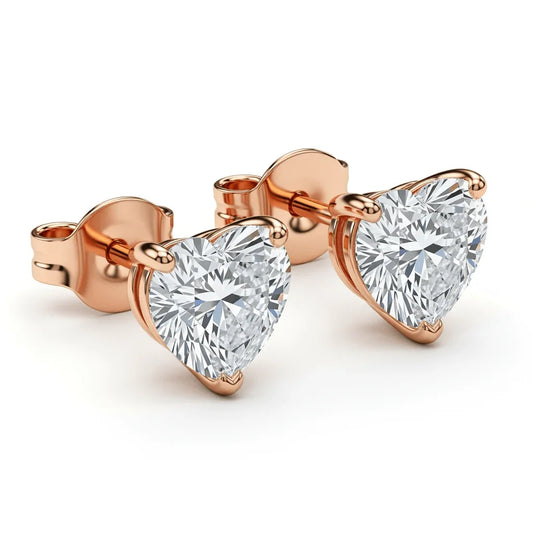 Fina Heart Shape Diamond Solitaire Earrings - Jewelslane