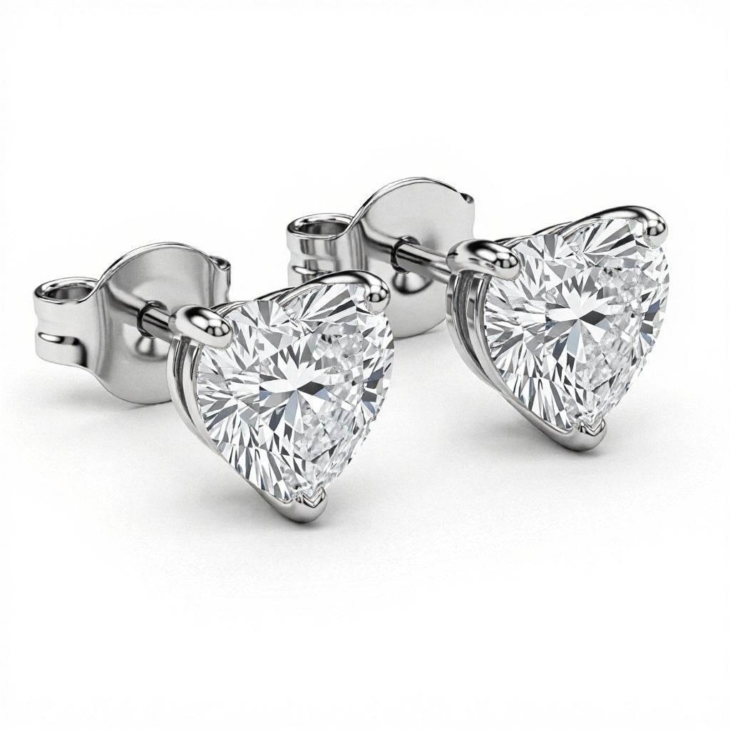 Fina Heart Shape Diamond Solitaire Earrings - Jewelslane