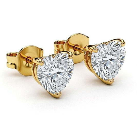 Fina Heart Shape Diamond Solitaire Earrings - Jewelslane