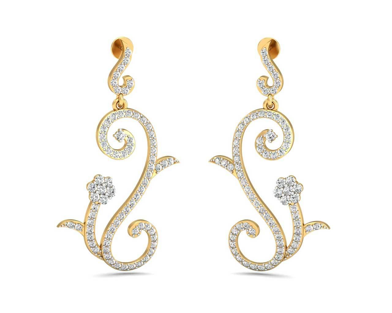 Fleur Long Brilliant Diamond Earrings - Jewelslane