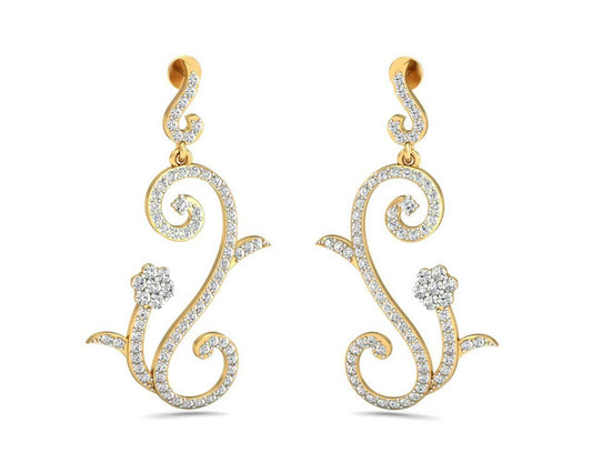 Fleur Long Brilliant Diamond Earrings - Jewelslane