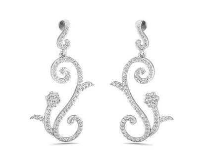 Fleur Long Brilliant Diamond Earrings - Jewelslane