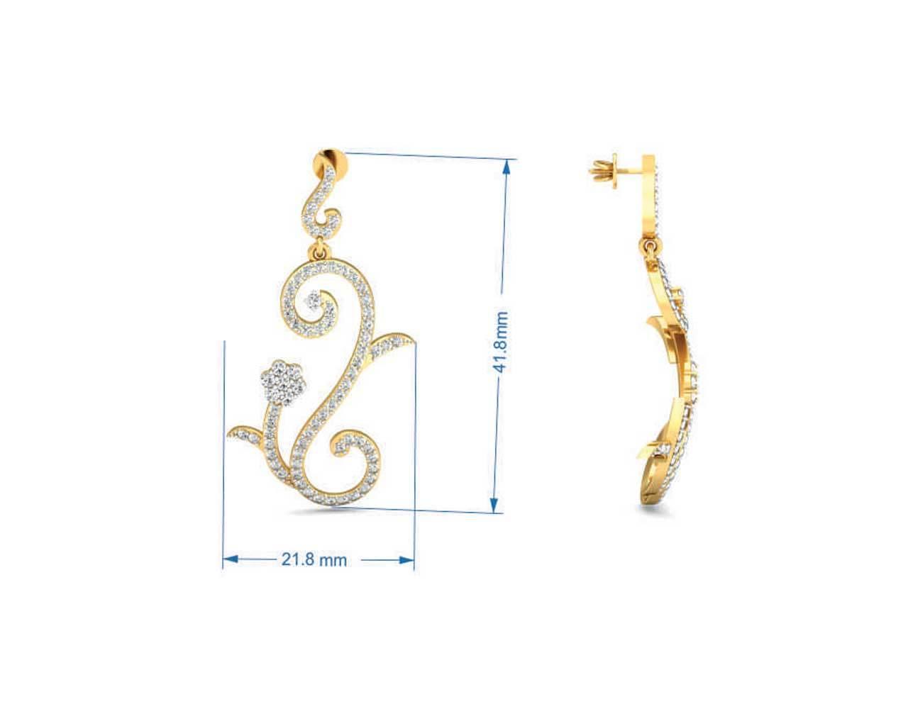 Fleur Long Brilliant Diamond Earrings - Jewelslane