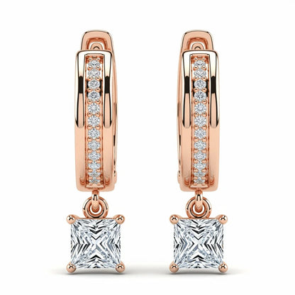Flo Princess Cut Lab Diamond Hoop Earrings - Jewelslane