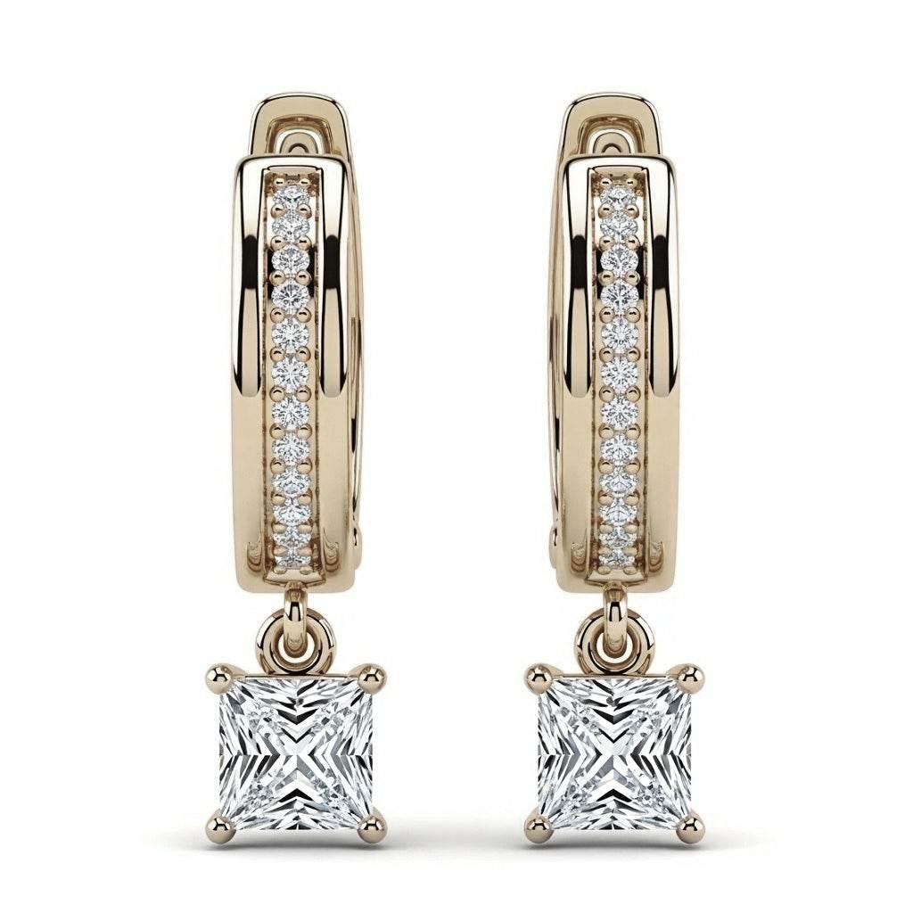 Flo Princess Cut Lab Diamond Hoop Earrings - Jewelslane