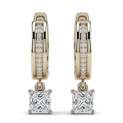 Flo Princess Cut Lab Diamond Hoop Earrings - Jewelslane