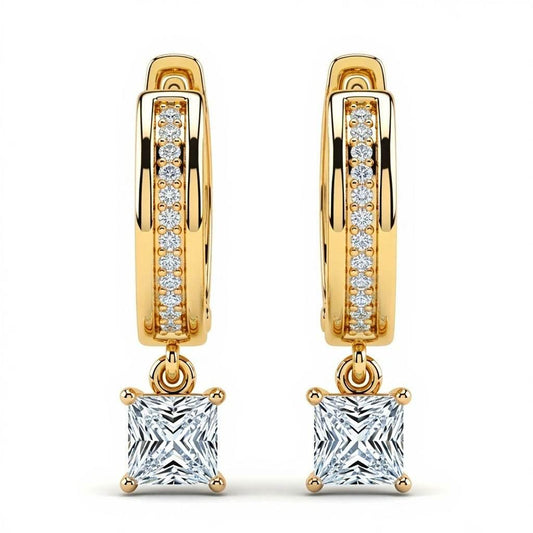 Flo Princess Cut Lab Diamond Hoop Earrings - Jewelslane