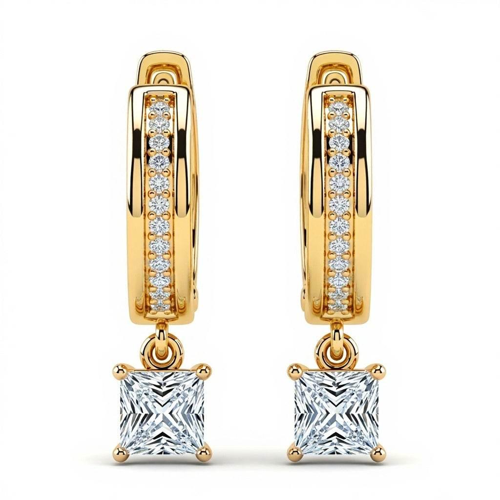 Flo Princess Cut Lab Diamond Hoop Earrings - Jewelslane