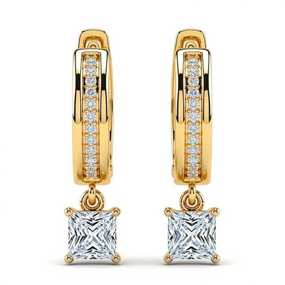 Flo Princess Cut Lab Diamond Hoop Earrings - Jewelslane