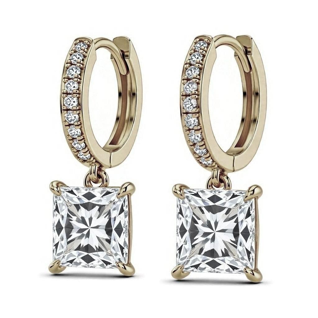Flor Princess Cut Lab Diamond Solitaire Hoop earrings - Jewelslane