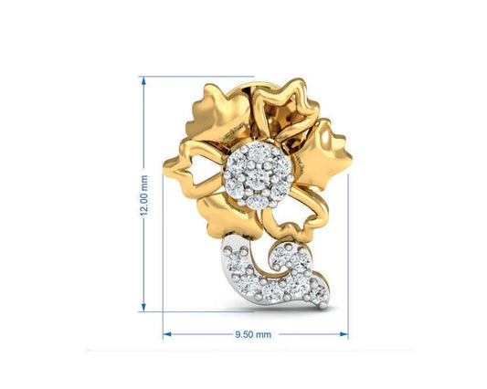 Flora designer diamond pendant, ring & earring set in 14k hallmarked gold - Jewelslane