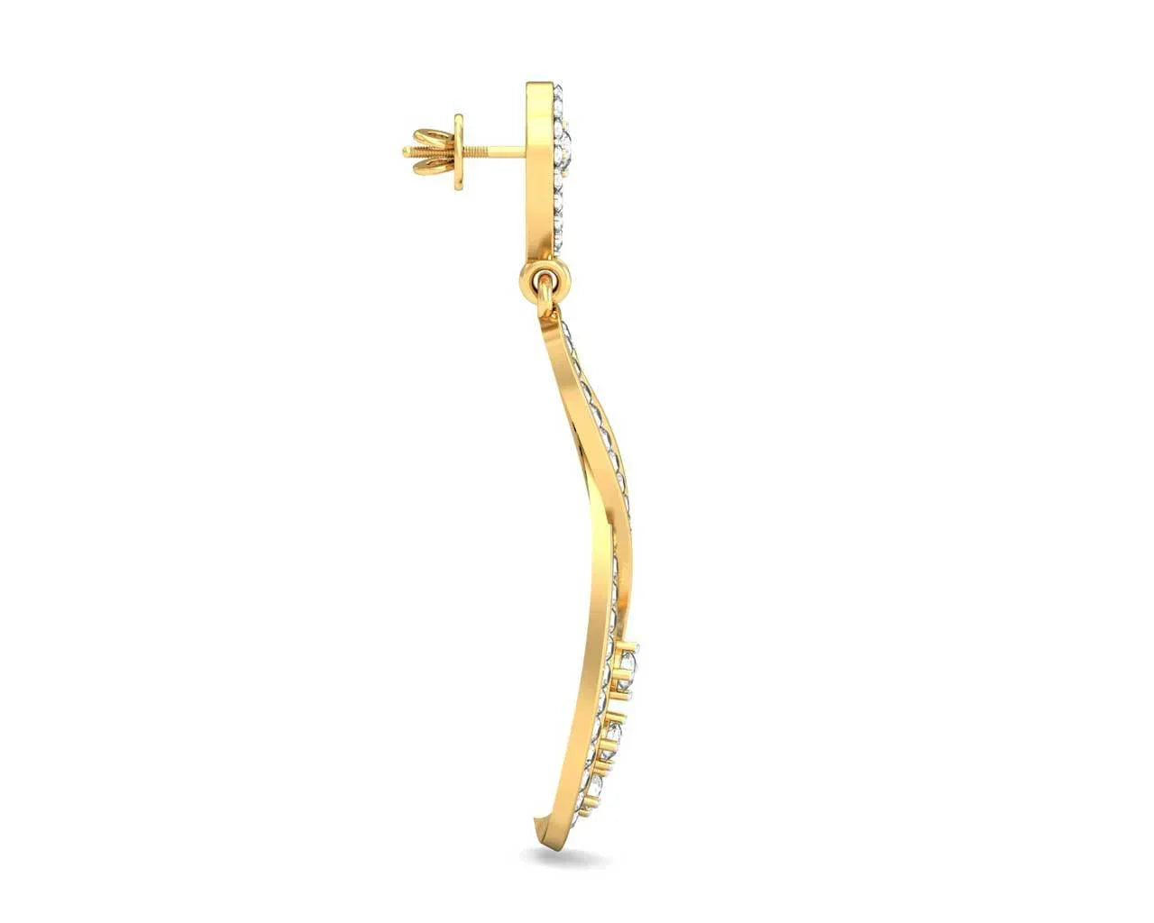 Fraya Long Diamond Danglers in Gold - Jewelslane