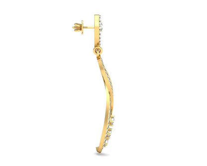 Fraya Long Diamond Danglers in Gold - Jewelslane