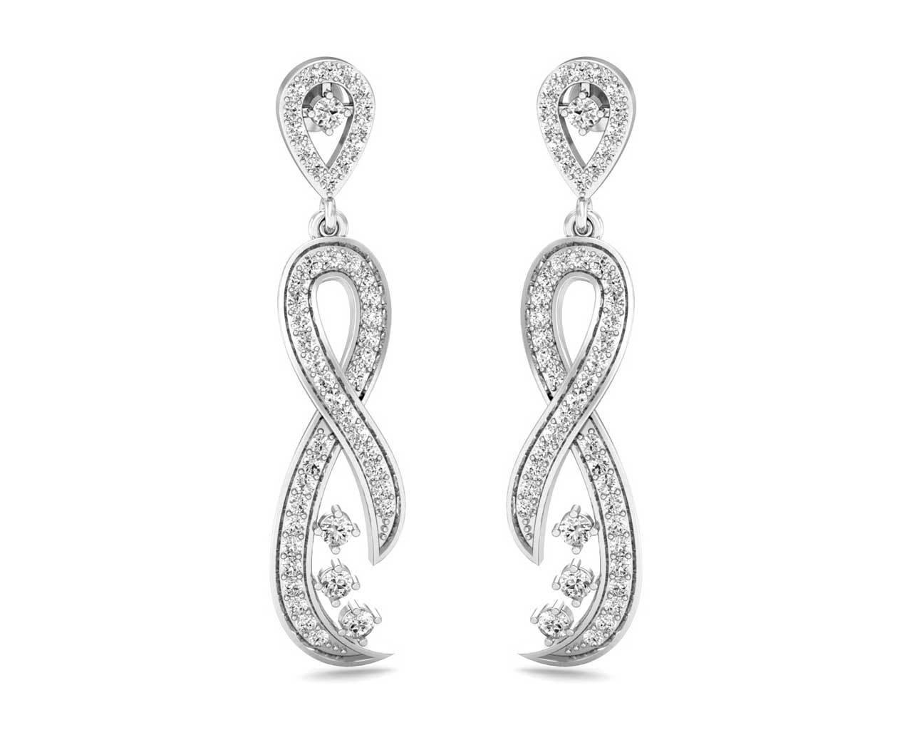 Fraya Long Diamond Danglers in Gold - Jewelslane