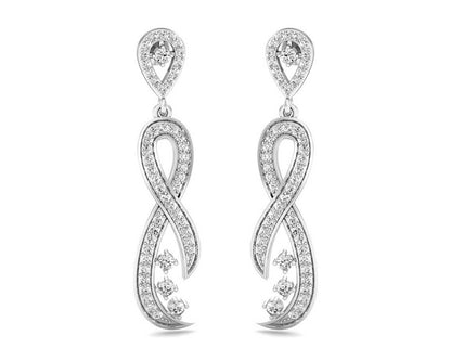 Fraya Long Diamond Danglers in Gold - Jewelslane