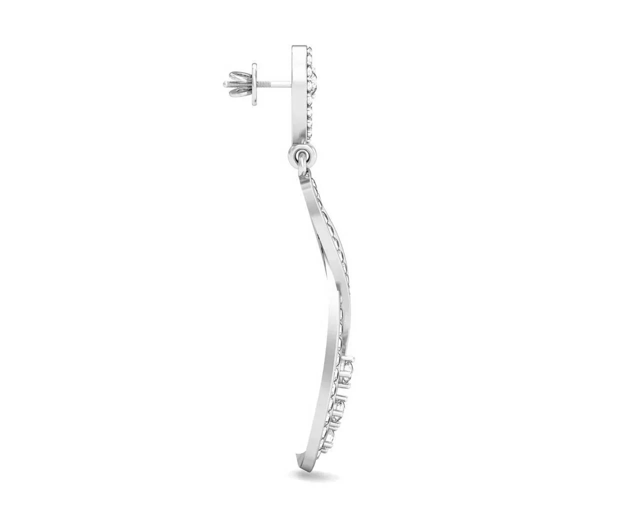 Fraya Long Diamond Danglers in Gold - Jewelslane