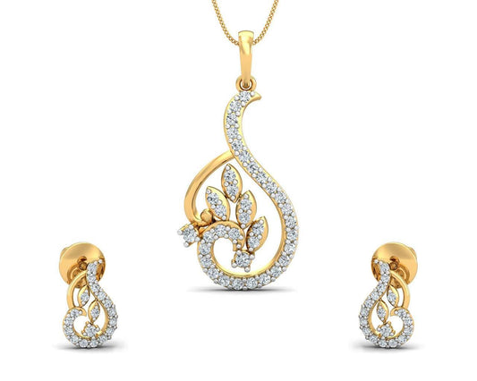 Gail Round brilliant Diamond Pendant & Earring Set - Jewelslane