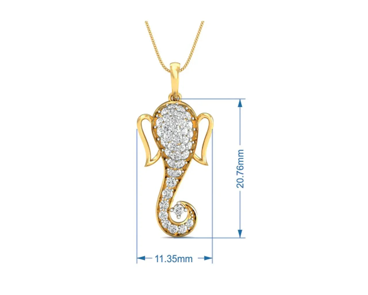 Ganesh Divine depiction pendant in gold - Jewelslane