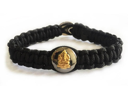 Gold Ganesh charm on silver bracelet - Jewelslane