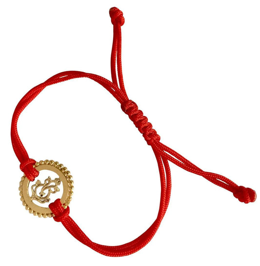 14k Hallmarked Gold Ganesh Rakhi On Free Size Adjustable Thread - Jewelslane