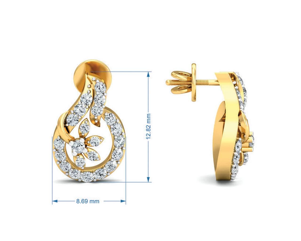 Gemma Diamond Eartops in Gold - Jewelslane