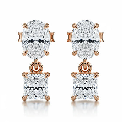 Gia Oval Shape & Princess Cut Lab Diamond Earrings - Jewelslane