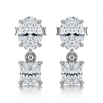 Gia Oval Shape & Princess Cut Lab Diamond Earrings - Jewelslane
