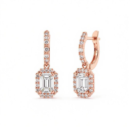 Gigi Emerald Cut Diamond Solitaire Hoop Earrings - Jewelslane