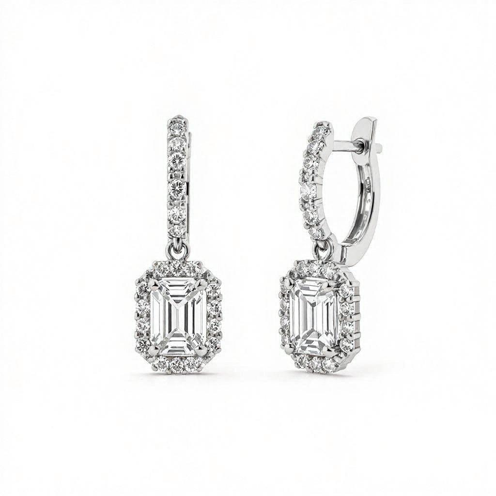 Gigi Emerald Cut Diamond Solitaire Hoop Earrings - Jewelslane