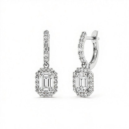 Gigi Emerald Cut Diamond Solitaire Hoop Earrings - Jewelslane