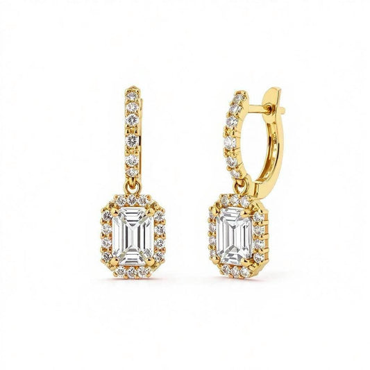 Gigi Emerald Cut Diamond Solitaire Hoop Earrings - Jewelslane